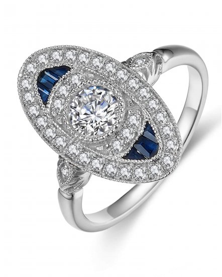 OVAL SAPPHIRE DIAMOND RING (TR3759)